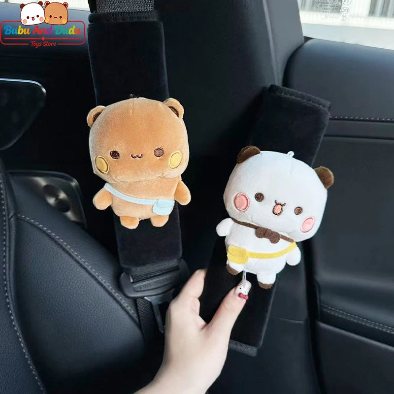Panda Bubu And Yier Plush Shoulder Pad – Cute Panda Bubu And Dudu Car Seatbelt Cover, Plush Doll Decorative Gift
