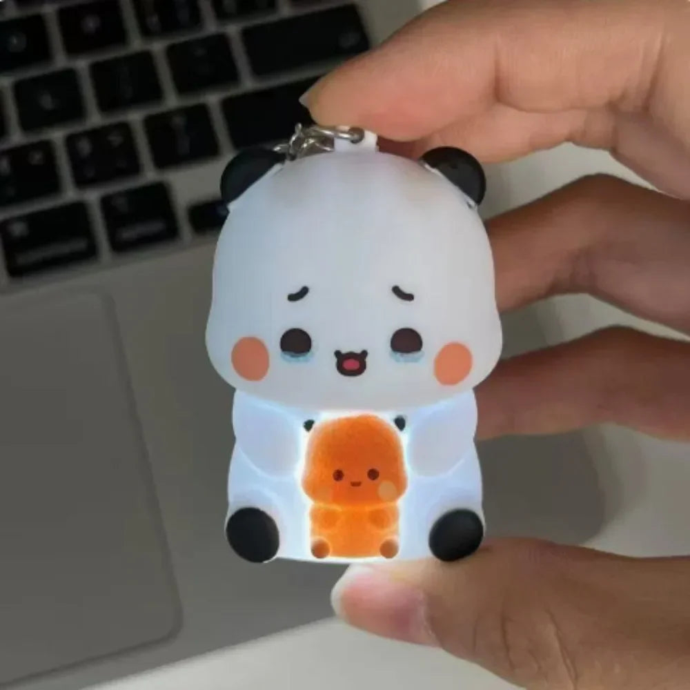/Bubu Dudu Say I Love You Voice Toys Keychain Yier Panda Bear Glowing Anime Figures Phone Ornament Bag Decoration Couple Gifts