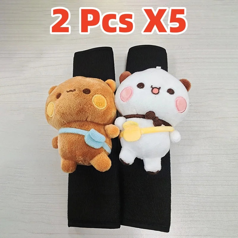 Panda Bubu And Yier Plush Shoulder Pad – Cute Panda Bubu And Dudu Car Seatbelt Cover, Plush Doll Decorative Gift