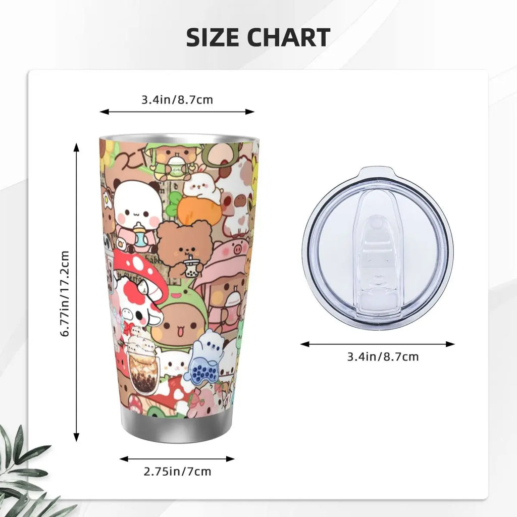 Cute Bear Panda Bubu Dudu 20oz Cup Large Capacity Car Mug Leak-proof Juice Coffee Cup Food Grade