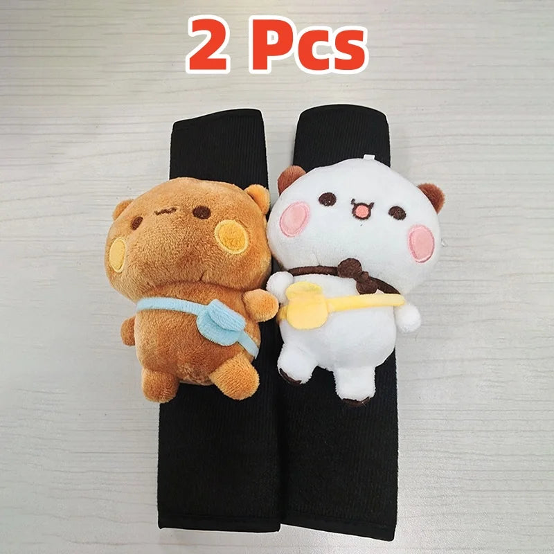 Panda Bubu And Yier Plush Shoulder Pad – Cute Panda Bubu And Dudu Car Seatbelt Cover, Plush Doll Decorative Gift