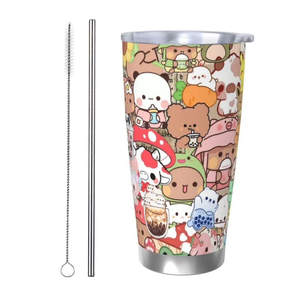 Cute Bear Panda Bubu Dudu 20oz Cup Large Capacity Car Mug Leak-proof Juice Coffee Cup Food Grade