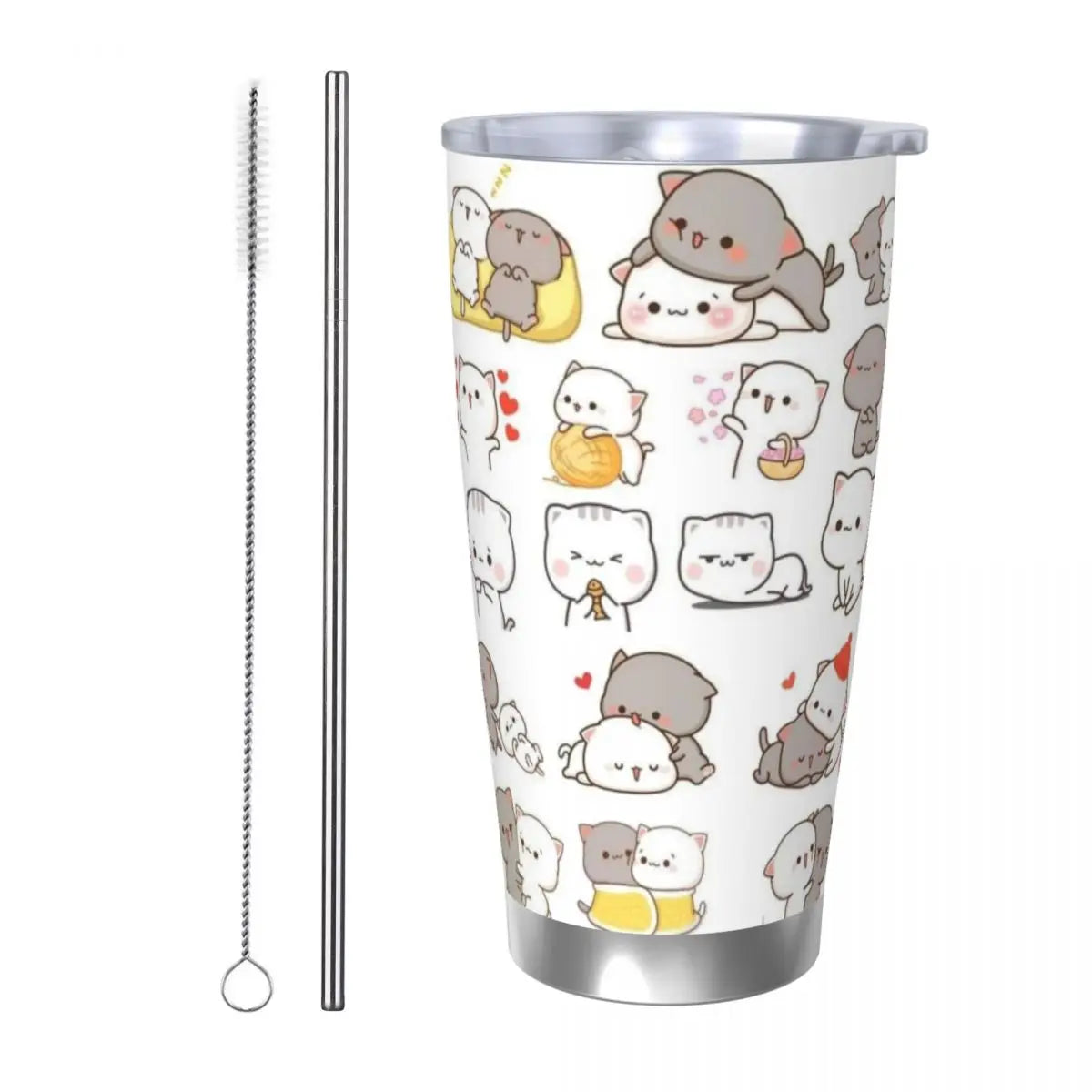 Cute Bear Panda Bubu Dudu 20oz Stainless Steel Car Mug Straw Thermal Iced Travel Cup Vacuum Insulated Coffee Hot Cup