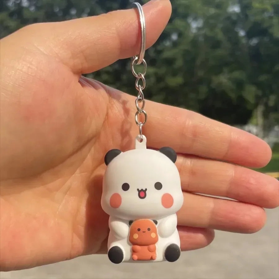 /Bubu Dudu Say I Love You Voice Toys Keychain Yier Panda Bear Glowing Anime Figures Phone Ornament Bag Decoration Couple Gifts