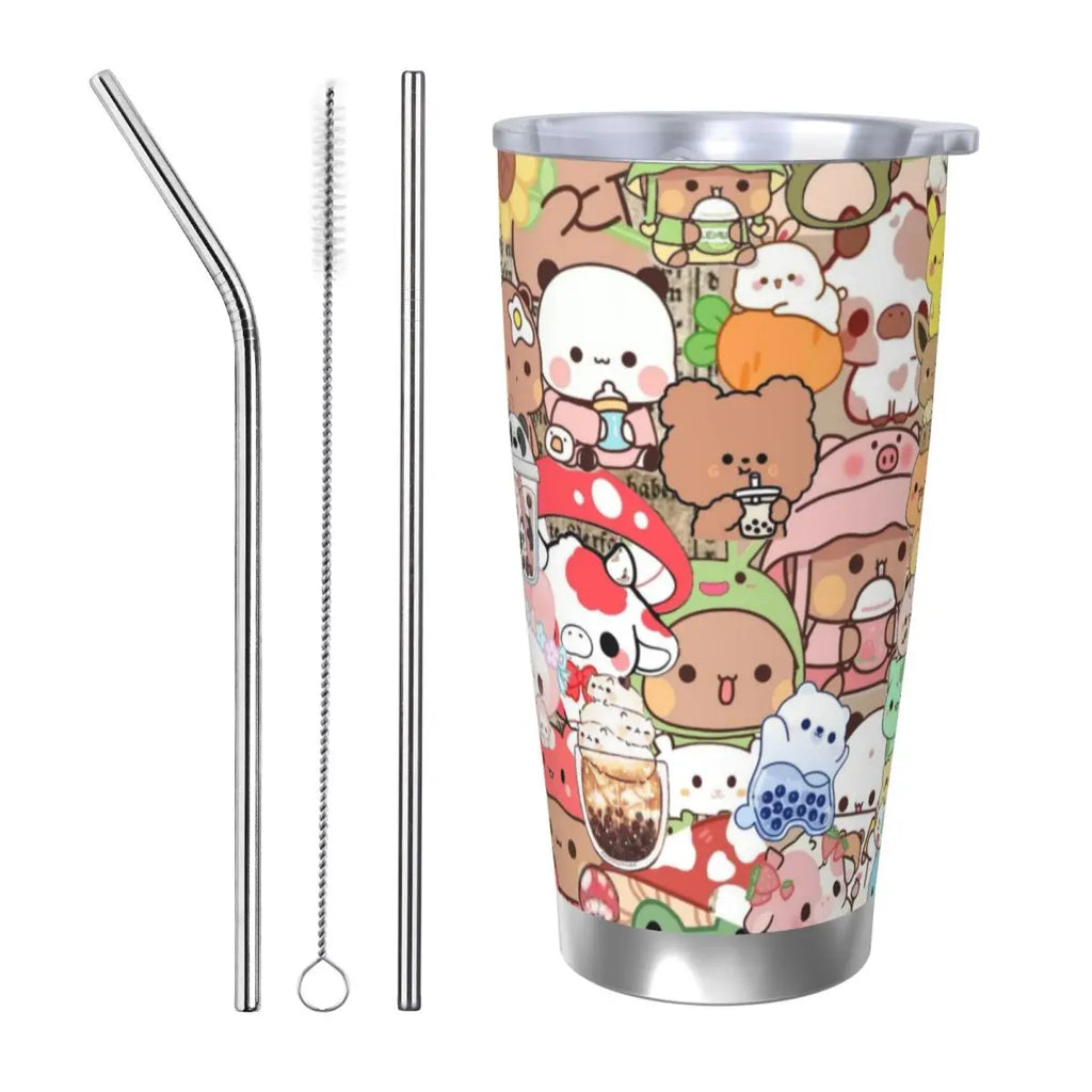 Cute Bear Panda Bubu Dudu 20oz Cup Large Capacity Car Mug Leak-proof Juice Coffee Cup Food Grade
