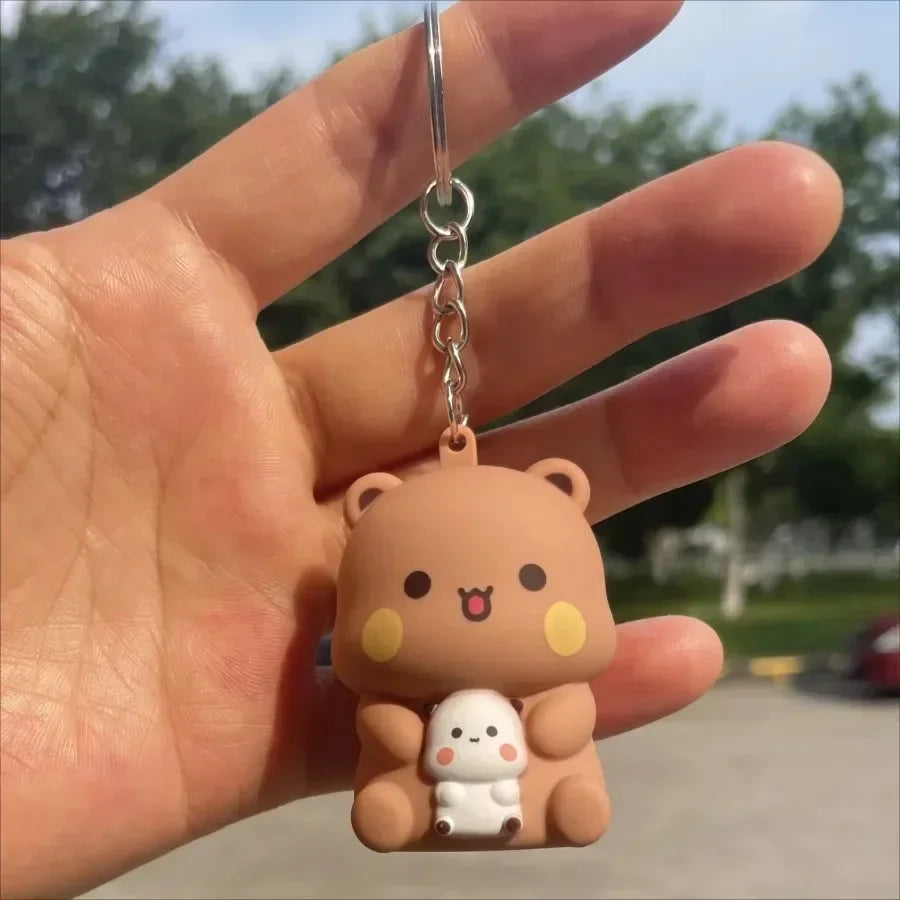 /Bubu Dudu Say I Love You Voice Toys Keychain Yier Panda Bear Glowing Anime Figures Phone Ornament Bag Decoration Couple Gifts