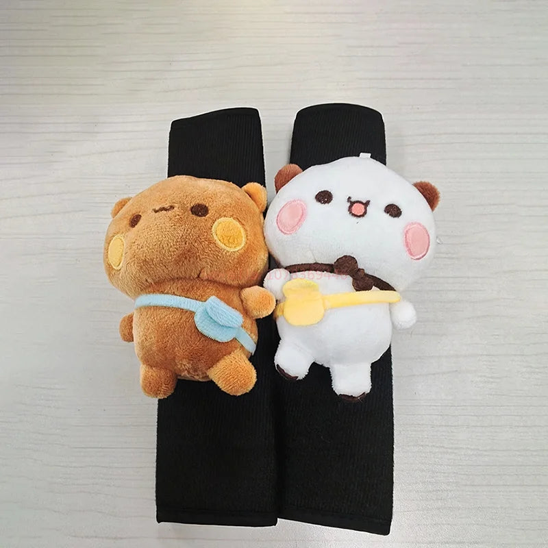 Panda Bubu And Yier Plush Shoulder Pad – Cute Panda Bubu And Dudu Car Seatbelt Cover, Plush Doll Decorative Gift