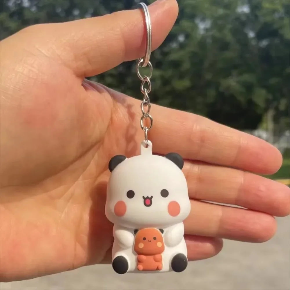 /Bubu Dudu Say I Love You Voice Toys Keychain Yier Panda Bear Glowing Anime Figures Phone Ornament Bag Decoration Couple Gifts