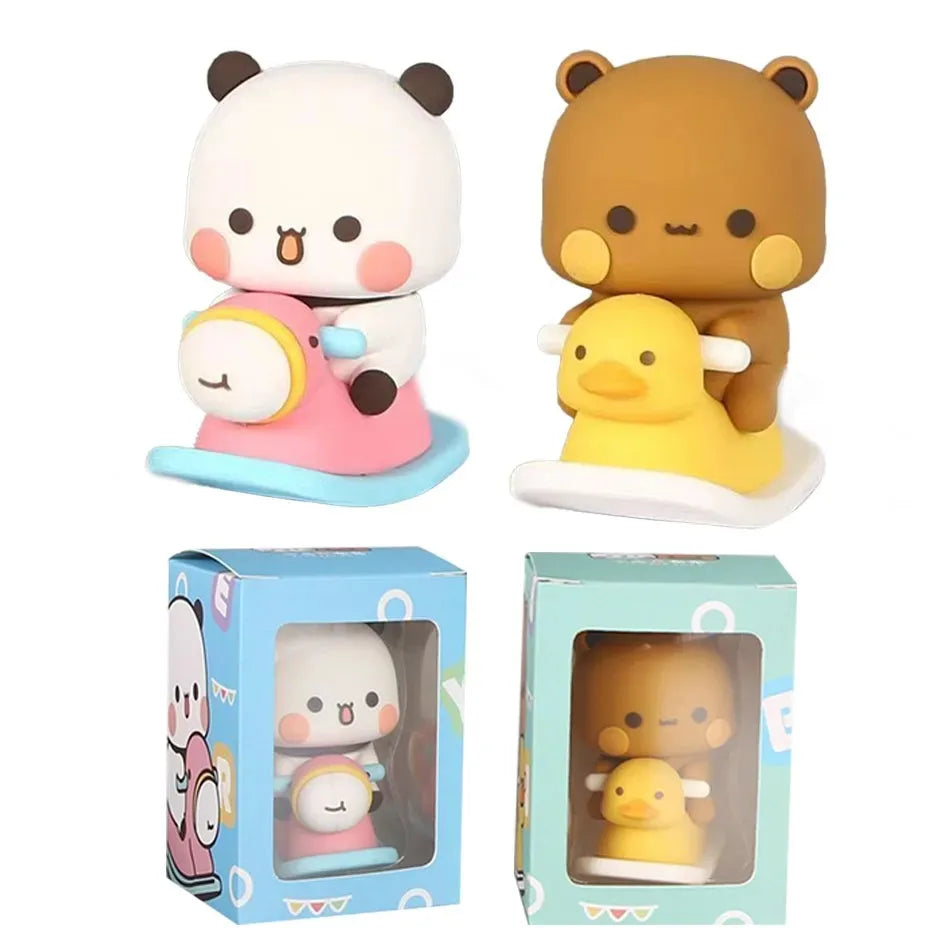 /Cute Kawaii Bubu Dudu Panda Bear Figure Cartoon Exciting Bear Miniatures Collectible Animal Toy Doll Ornament Home Derocation..