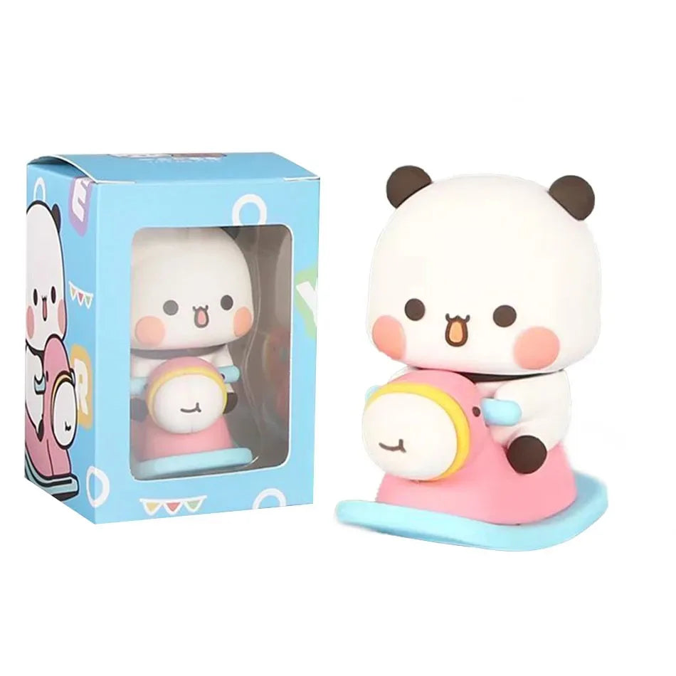 /Cute Kawaii Bubu Dudu Panda Bear Figure Cartoon Exciting Bear Miniatures Collectible Animal Toy Doll Ornament Home Derocation..