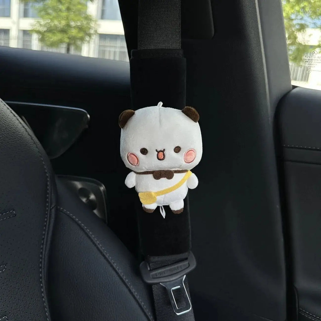 Panda Bubu And Yier Plush Shoulder Pad – Cute Panda Bubu And Dudu Car Seatbelt Cover, Plush Doll Decorative Gift